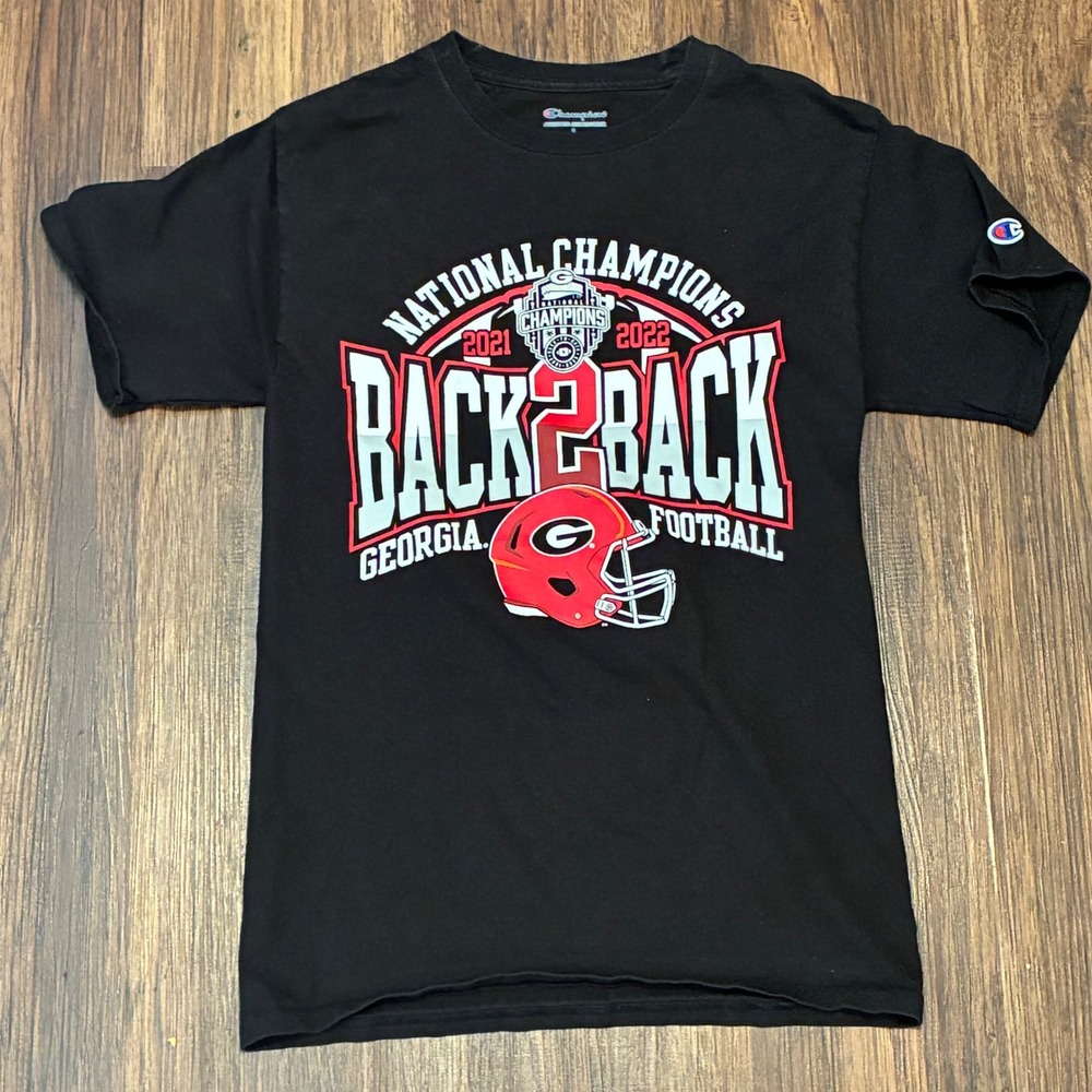Champion Georgia Bulldogs Back 2 Back National Champions T-Shirt Men's S